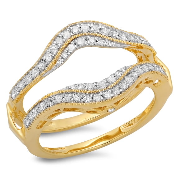 Dazzlingrock Collection 0.52 Carat (ctw) 14K White Diamond Ladies Wedding Enhancer Guard Ring 1/2 CT, Yellow Gold, Size 9
