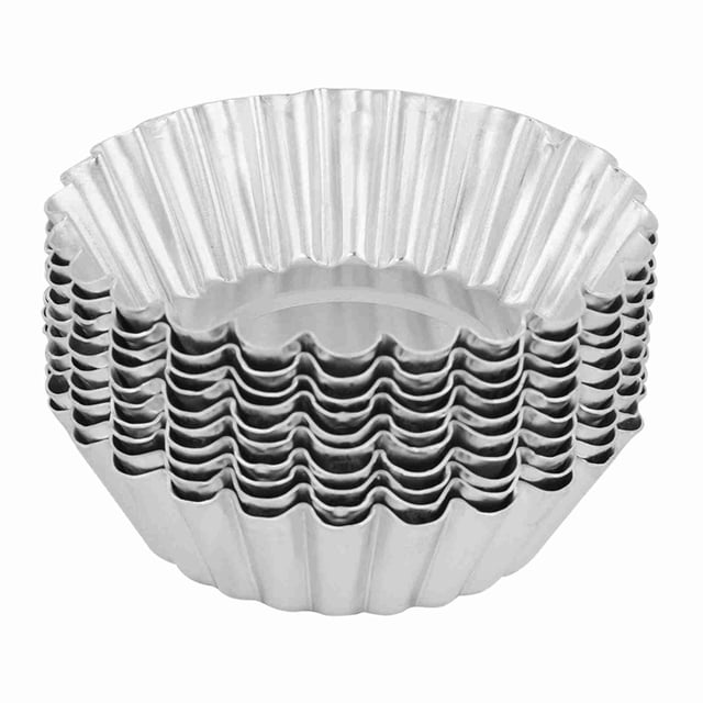 10 piezas de moldes para tartas de huevo de aleación de aluminio, herramientas para hornear, moldes para hornear de 70 mm, herramientas de repostería de cocina