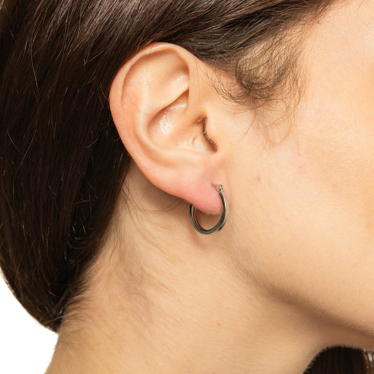 Hoop Earrings 18mm Small Square Tube Sterling Silver Hoop Earrings 18mm Small Square Tube Sterling Silver