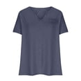 thumbnail image 5 of Lenpel Women's Plus Size T Shirts V Neck Short Sleeve Solid Color Casual Tee Tops 2025 Loose Tunic Blouses, 5 of 6