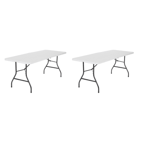 Cosco (2-Pack) 6 Foot Centerfold Folding Table, White