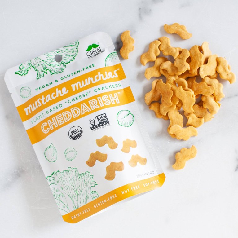 Mustache Munchies, CHEDDARISH Plant-based 