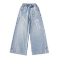 thumbnail image 4 of oqasdz Girls Denim Pants Wide Leg High Waist Baggy Jeans Fashion Everyday Wear School Streetwear Durable Fit Casual Dailywear, 4 of 7