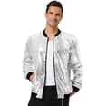 thumbnail image 2 of Chaqueta universitaria para hombre, fiesta de Halloween, disco, brillante, brillante, lentejuelas, chaqueta de bombardero Plata S, 2 of 7