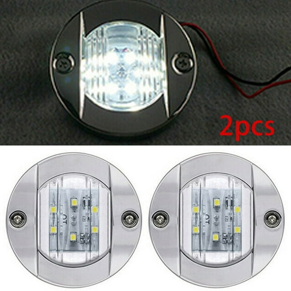 Cocobaby 2x Round Marine Boat LED Stern Lights White Cabin Deck Courtesy Light Waterproof