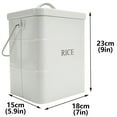 thumbnail image 7 of Pethiy Metal Rice Storage Container,Square Rice Canister with Lid and Measuring Scoop,Countertop Sealed Food Storage Container for Cereal,Beans,Pet Food,White, 7 of 7