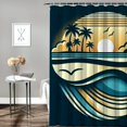 thumbnail image 2 of Orinice Sunset Beach Retro Vibes Bathroom Decor Set with Hooks, Colorful Luxurious Graphic Print Polyester Fabric Shower Curtain Set 36x72, 2 of 7
