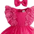 thumbnail image 3 of JUMEYU Newborn Baby Girl Dress Toddler Baby Girl Sequin Fringe Romper Dress Puff Short Sleeve Sparkly Romper Birthday Princess Outfit Summer Clothes 0 3 6 9 12 18 24 Months (Hot Pink,6-9 Months), 3 of 4