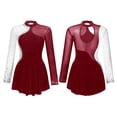 thumbnail image 2 of Raenseen Women's Rhinestone Figure Ice Skating Dress Costume for Roller Skating Gymnastic Leotard Burgundy XL, 2 of 9