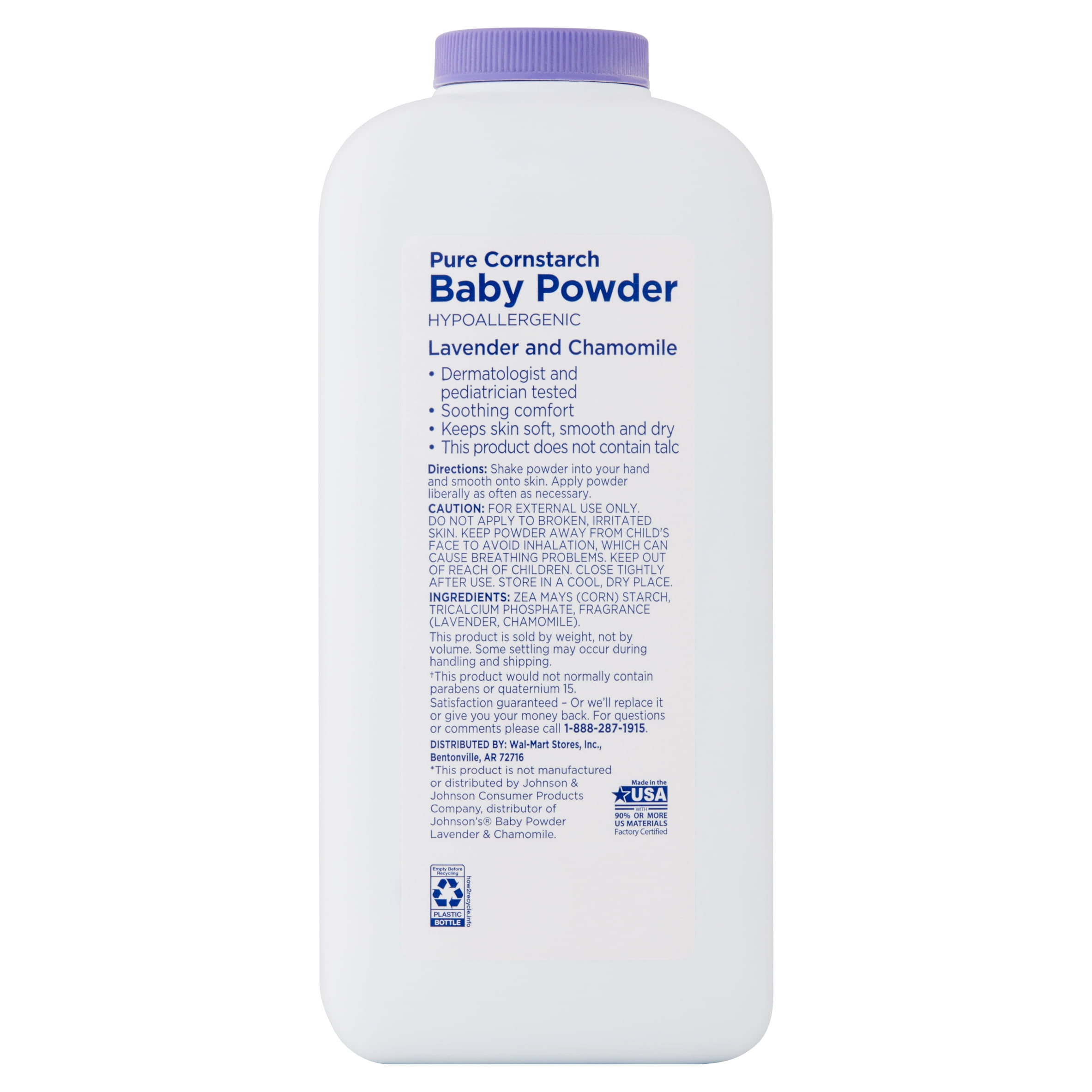 Equate Pure Cornstarch Baby Powder with Lavender and Chamomile, 22 oz