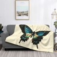 thumbnail image 2 of Yiaed Blue Black Butterfly Art Print Blanket Throw Blanket Soft Cozy Flannel Blanket for Home Bed Sofa Couch Chair-60"x50", 2 of 6
