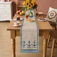 thumbnail image 2 of Blue Nautical Anchor Table Runner 72 Inches, Country Retro Ocean Beach Stripes Beige Bed Runner Dresser Scarves Tabletop for Indoor Outdoor Parties/Ceremony/Banquet, 14" x 72", 2 of 9