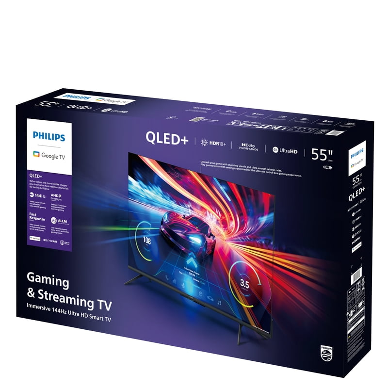 Philips 55" Class 144Hz QLED+ 4K UltraHD (2160p) Google + Gaming Smart TV (55PUG7675/F7) gallery view