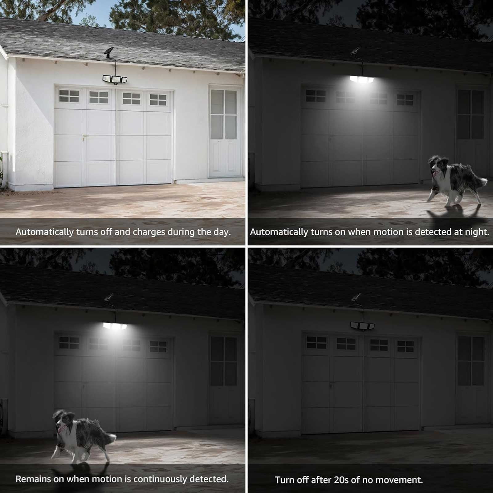 Lepro Solar Lights for Outside, WL5000 Motion Activated Security Lights, Separate Solar Panel, 3 Adjustable Head 270° Wide Lighting Angle, IP65 Waterproof Wall Lamp for Porch Yard Garage