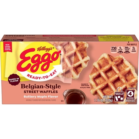 Eggo Buttery Maple Flavor Belgian-Style Street Waffles, Frozen Breakfast, 7.76 oz 4 Count