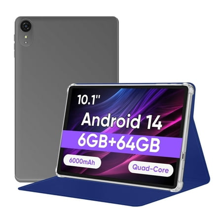 Tablet 10 inch Android 14 Tablets, 6GB RAM 64GB ROM 1TB Expand, Octa-core Processor, 1280x800 LCD Touch Screen, WiFi 6, Dual Camera, BT5.0, 6000mAh Battery