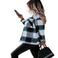 thumbnail image 2 of Womens Plaid Lapel Button Short Pocketed Shacket Shirts Coats, 2 of 5