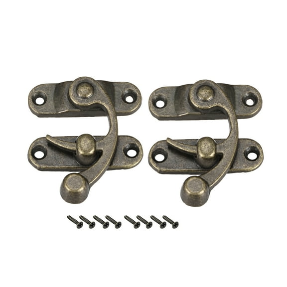 Unique Bargains Box Right Latch Hook Hasp Catch Lock Bronze Tone 2Pcs (42mm x 36mm)