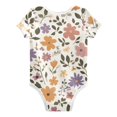 thumbnail image 2 of Tiny Pastel Colored Flowers and Leaves Pure Cotton Bodysuit Short Sleeve Pajamas One-Piece Romper Unisex 9M, 2 of 6