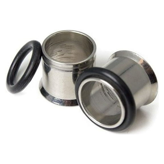 Surgical Steel 00G Single Flare Eyelet Ear Tunnels with O-Ring - Sold as a Pair