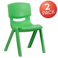thumbnail image 3 of Flash Furniture 2 Pack Green Plastic Stackable School Chair with 15.5" Seat Height, 3 of 5