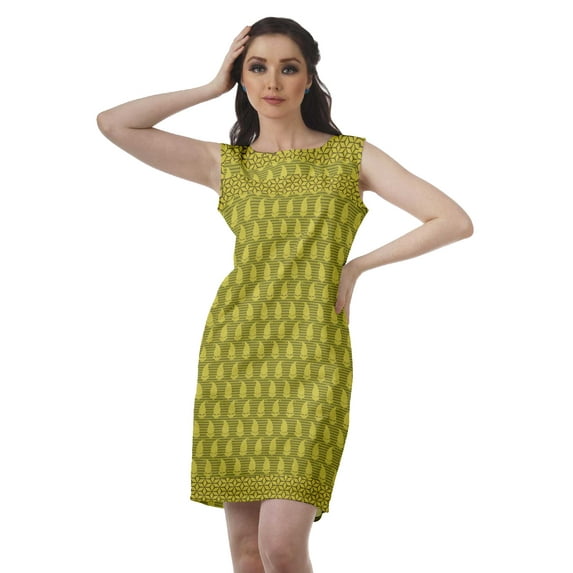 Moomaya Sleeveless Casual Tunic Dresses Back Slit Cotton Summer Shift Dress
