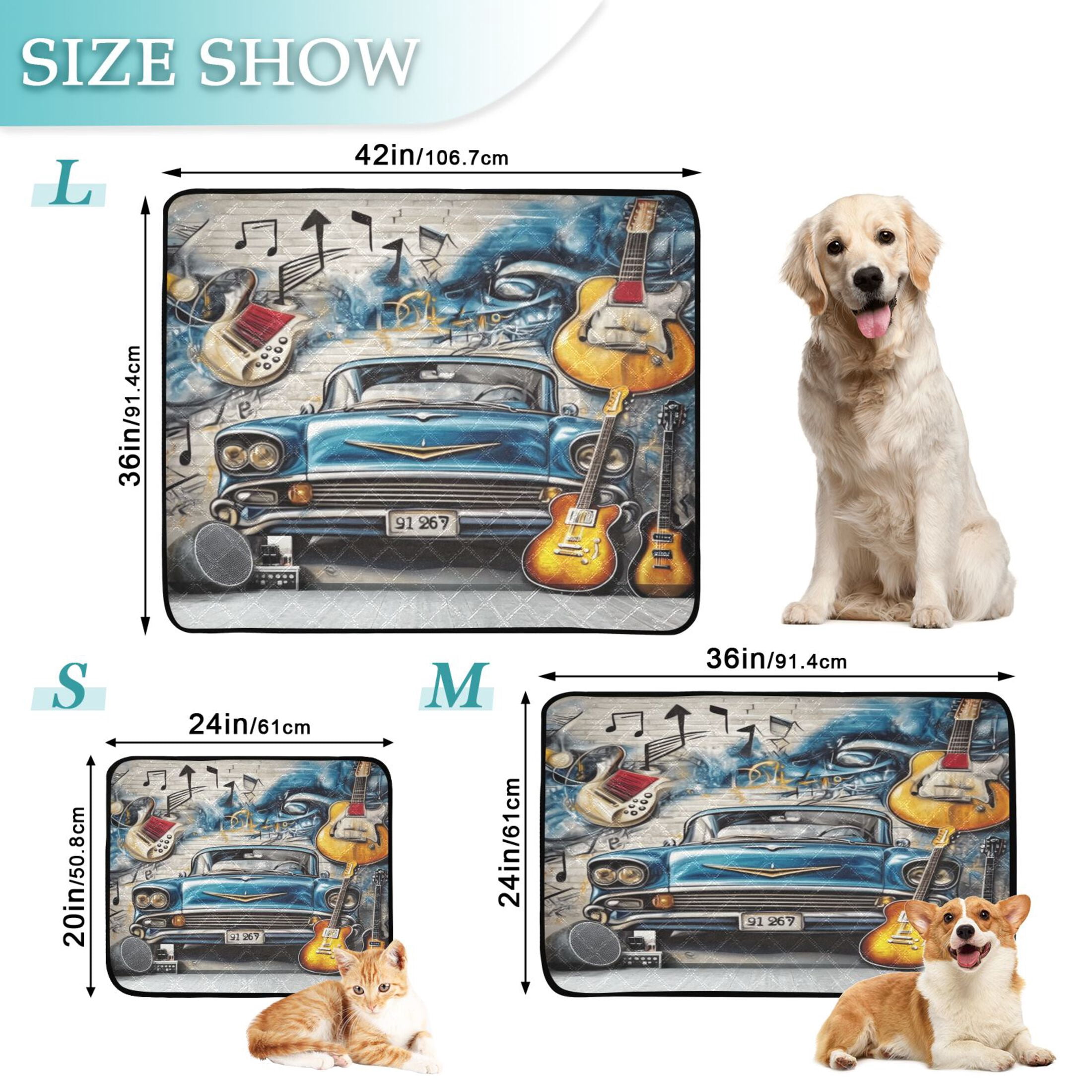 Washable Pet Pee Pads with Super Absorbent Reusable Training Pads for Dogs & Cats Guitar and A Classic Car