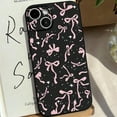 thumbnail image 3 of Compatible with iPhone 15 Plus Case Cute Bownot Women Girls Pink Ribbon Bow Pattern Aesthetic Design Shockproof Soft Slim TPU Fashion Protective Phone Cover-Black, 3 of 7