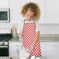 thumbnail image 4 of Red White Checkerboard Checkered Pattern Kids Aprons for Girls and Boys,Adjustable Neck Strap Toddler Aprons for Kids Cooking Baking, 4 of 6