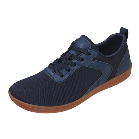 

Povozer Mens Wide Width Barefoot Shoes Unisex Outdoor Running Minimalist Walking Shoes Lightweight Breathable(Dark Blue 10.5)