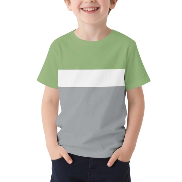 T-Shirt pour Enfants, Manches Courtes à Col Rond avec Motif Imprimé, Haut de Sport Décontracté pour Garçons et Filles 2-13 Ans