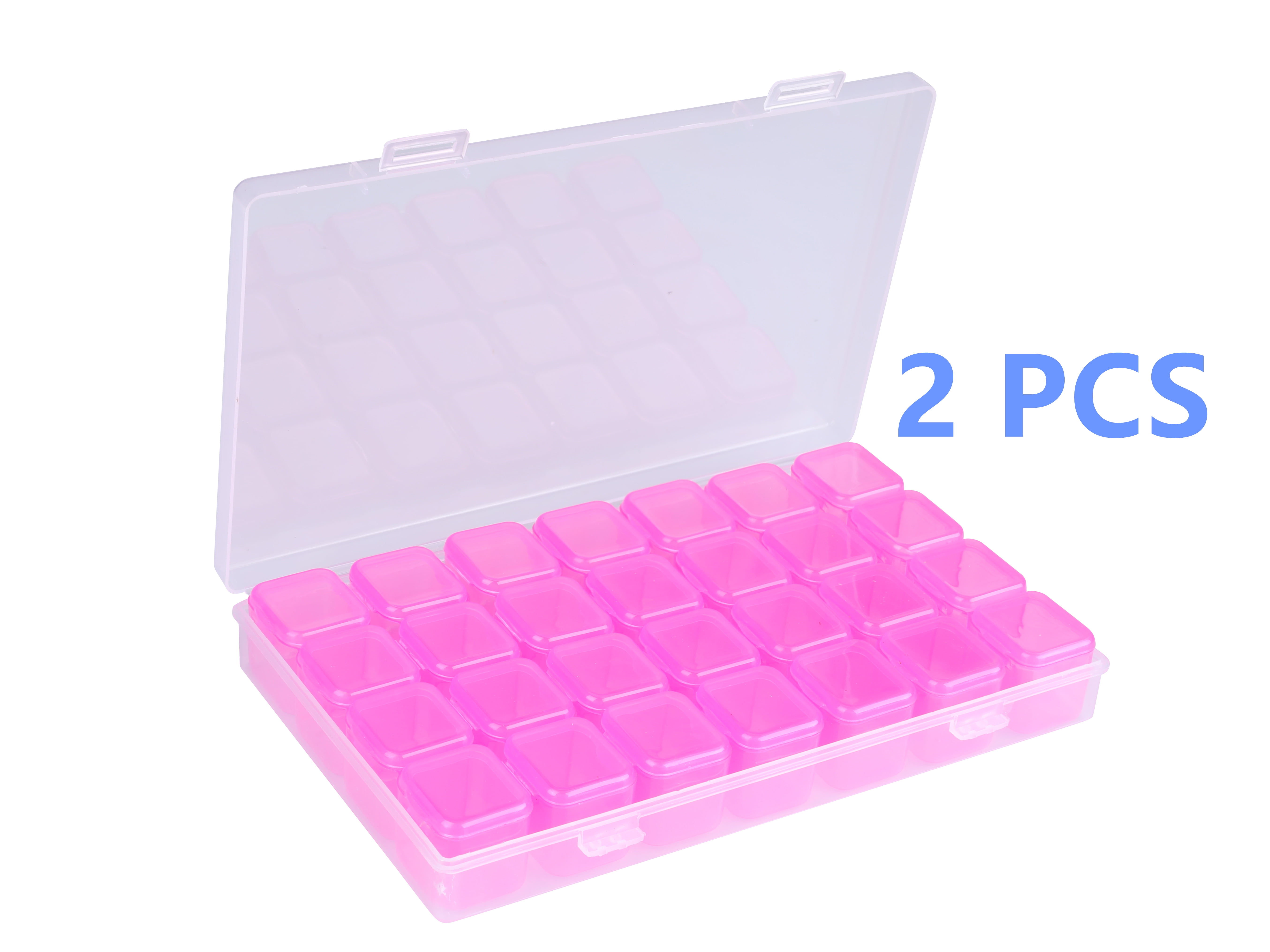 Hot Pink Color 2 Pcs 28 Grids Diamond Embroidery Box, Adjustable