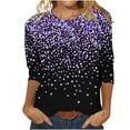 thumbnail image 2 of Plus Size Sale Clothes Under $5.00 Fayshow0 Solid Color Pullover Round Neck Women'S Loose Casual Printed Round Neck 3/4 Sleeves T-Shirt Top, 2 of 5