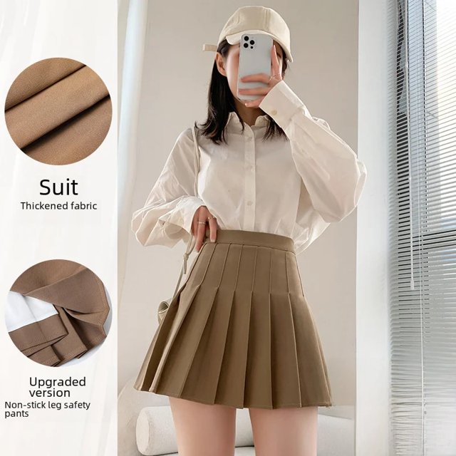 Falda corta de cintura alta con entrepierna en forma de A para mujer, color blanco, primavera y verano, 100 entrepierna, para otoño e invierno, a cuadros