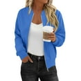 thumbnail image 3 of TKLPEHG Women's Zip Up Jacket Casual Long Sleeve Sweatshirts Fall Coat Outerwear Windbreaker with Pockets (Blue,S), 3 of 9