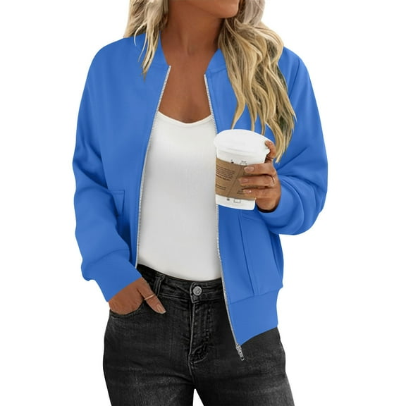 Bomber Jacket Women Sevevn Womens Zip Up Jackets Sweatshirts Long Sleeve Casual Coat Outwear With Pockets