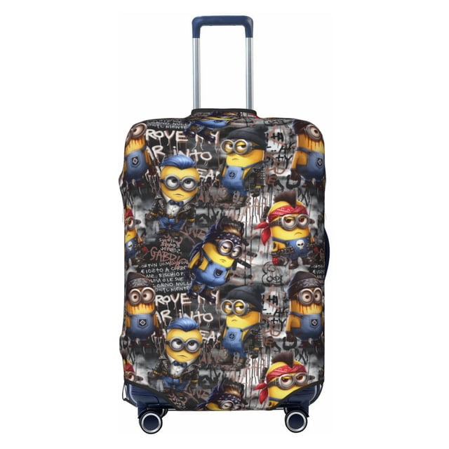 Cute Anime Cartoon Minions Travel Suitcase Protective Cover Trunk Case Washable Elastic Luggage Cover Fits Medium Suitcase Protector Baggage With Concealed Zipper Gifts