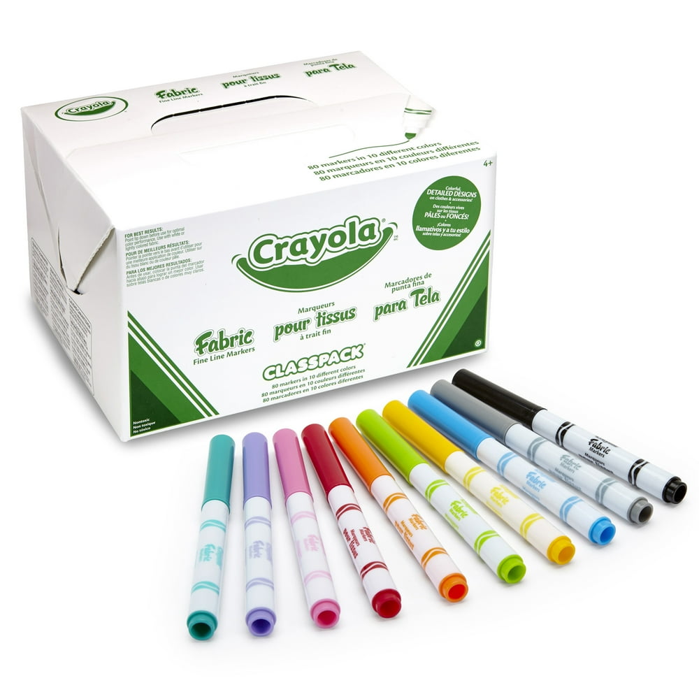 Crayola Bold Color Skinny Washable Markers with 2 Stampers, 64 Markers