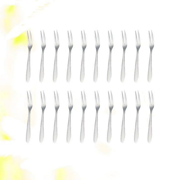 WHAMVOX  20 Pcs Stainless Steel Fruit Fork Party Charcuterie Forks Fruits Dessert Silver