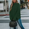 thumbnail image 2 of Vedolay Womens Long Sleeve Tops Womens Crewneck Oversized Knit Warm Side Slit Pullover Sweater,Green S, 2 of 5