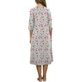 thumbnail image 3 of DreamFish Long Nightgowns for Women 3/4 Sleeve Sleepshirts Loungewear Pleated Casual Sleepwear Loose House Dress, 3 of 4