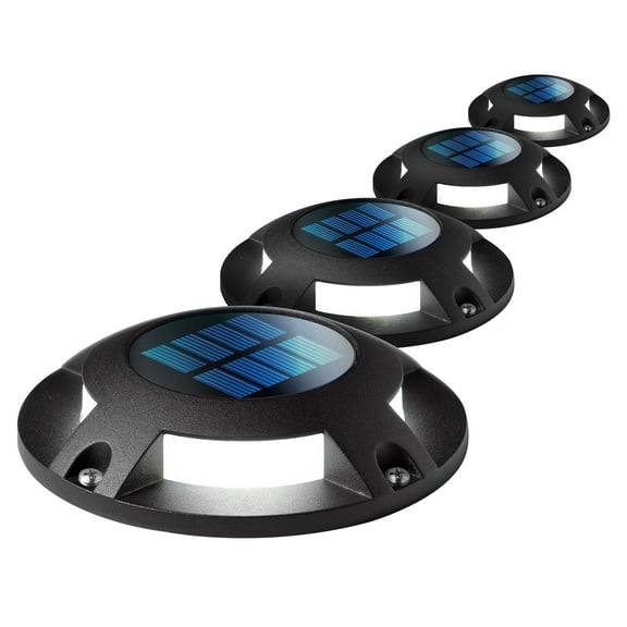 Home Zone Security Solar Deck Light - Auto On Sensor, for Pathway Backyard Garden, 4-Pack, Black