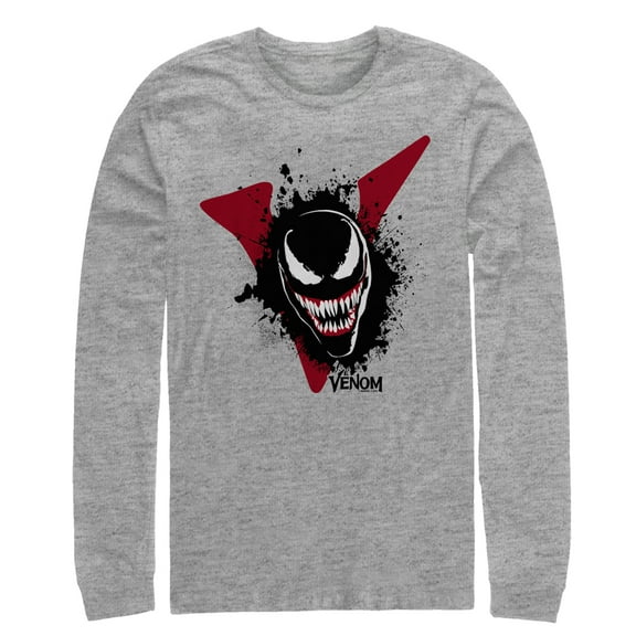 Men's Marvel Venom Film Splatter Portrait Long Sleeve Shirt Athletic Heather X Large