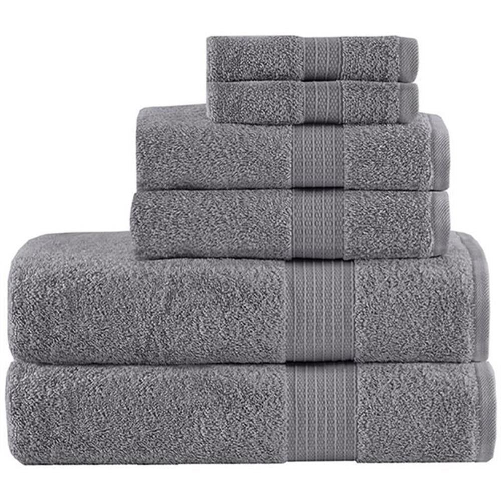Madison Park Charcoal 6-Piece Bath Towel Sets, Cotton Absorbent Soft Designer
