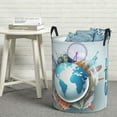 thumbnail image 5 of Goofa Let's go Travel Printed Circular Hamper,Laundry Basket with Handles,Storage Baskets Foldable,Large Capacity Laundry Hamper-, 5 of 8