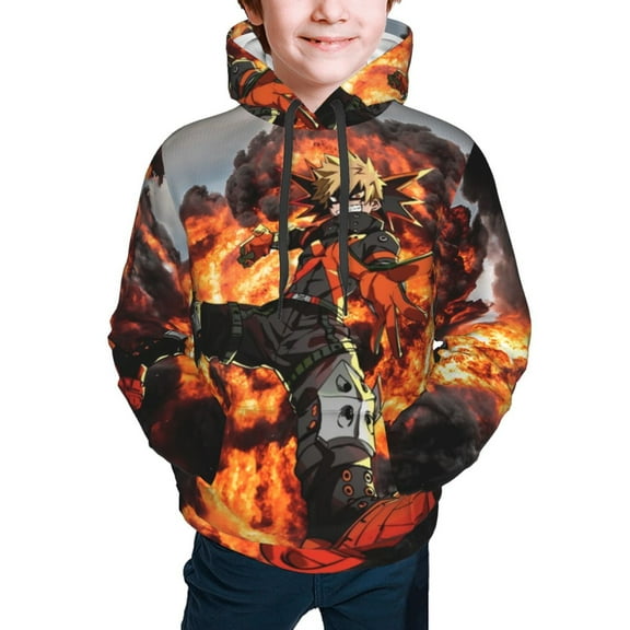My Hero Academia Bakugo Katsuki Kids' Hoodie 3d Print Sweatshirt Soft Pullover Hooded With Big Pockets For Boys Or Girls Small