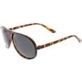 thumbnail image 3 of Oversize Flat Top Aviator Sunglasses Polarized Lens 61mm (Shiny Tortoise / Smoke Polarized), 3 of 4