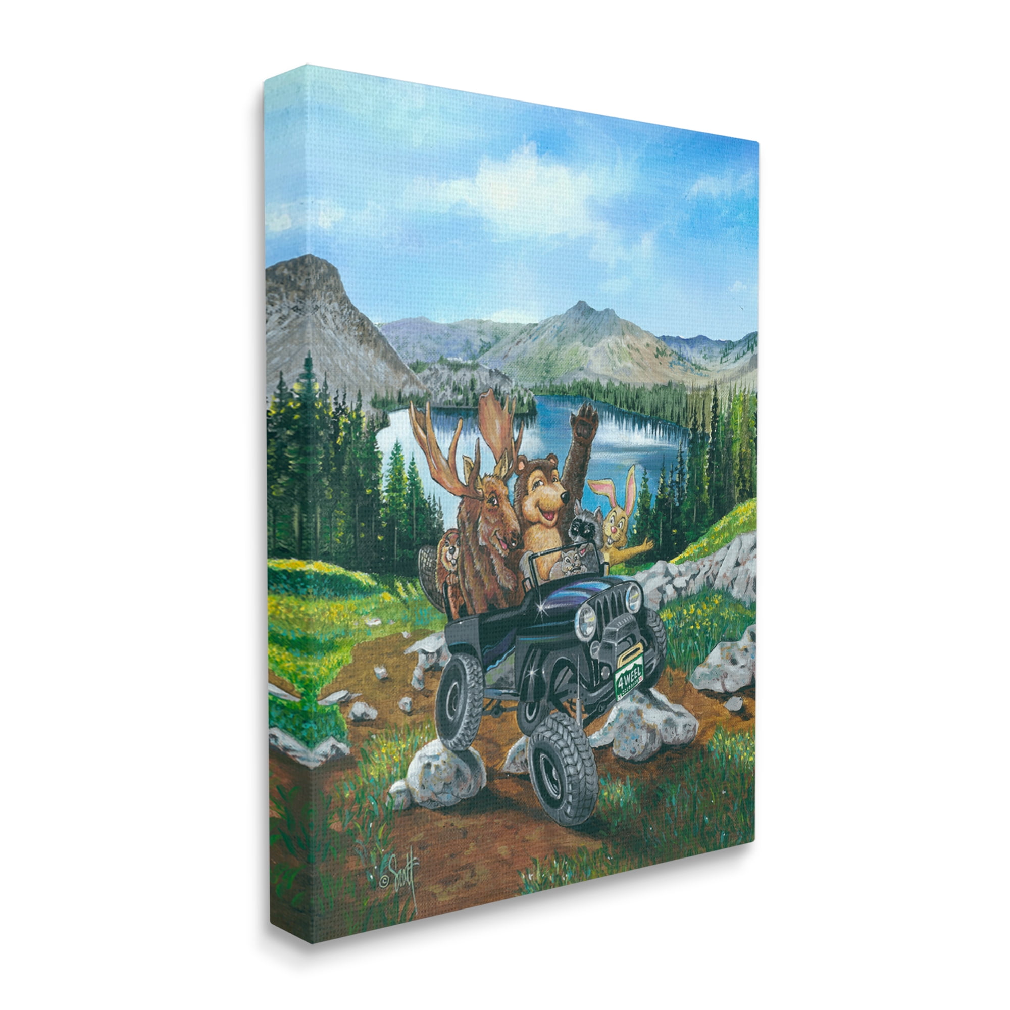 Stupell Industries Woodland Animals Off-Roading Animals & Insects Painting Gallery Wrapped Canvas Print Wall Art, 30 x 40