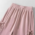thumbnail image 5 of IVEYRTF Women Solid Color Bow Tie Drawstring Elastic Waist Casual Pants Soft Stretchy Comfortable Workout Yoga Athletic Trousers Long Length(Pink,L), 5 of 8