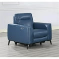thumbnail image 2 of Bowery Hill Ocean Blue Top Grain Leather Power Reclining Chair, 2 of 12